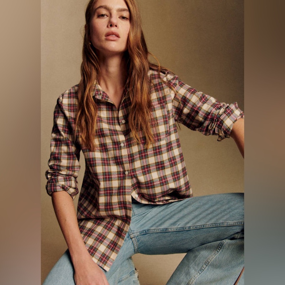 Sézane Tomboy Shirt in British Checks FR 44 / US 12